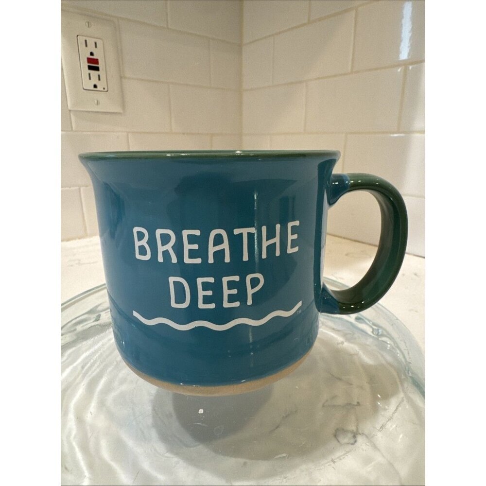 Zak! Crayola BREATHE DEEP Coffee Mug Blue & Green With Handle 16 oz